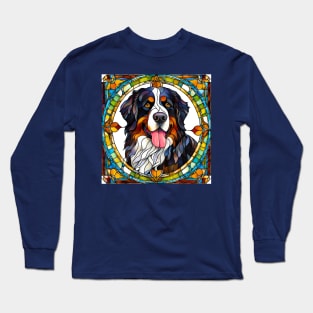 Stained Glass Saint Bernard Long Sleeve T-Shirt